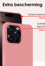 NoXx Hoes Geschikt voor iPhone 16 Pro Hoesje Cover Siliconen Back Case Hoes Met Screenprotector - Lichtroze