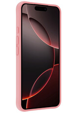 NoXx Hoes Geschikt voor iPhone 16 Pro Hoesje Cover Siliconen Back Case Hoes Met Screenprotector - Lichtroze