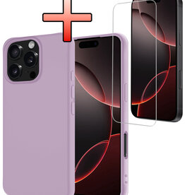 NoXx NoXx iPhone 16 Pro Hoesje Siliconen Met Screenprotector Met Dichte Notch - Lila