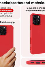 NoXx Hoes Geschikt voor iPhone 16 Pro Hoesje Cover Siliconen Back Case Hoes Met Screenprotector - Rood