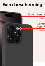 NoXx Hoes Geschikt voor iPhone 16 Pro Hoesje Cover Siliconen Back Case Hoes Met Screenprotector - Zwart