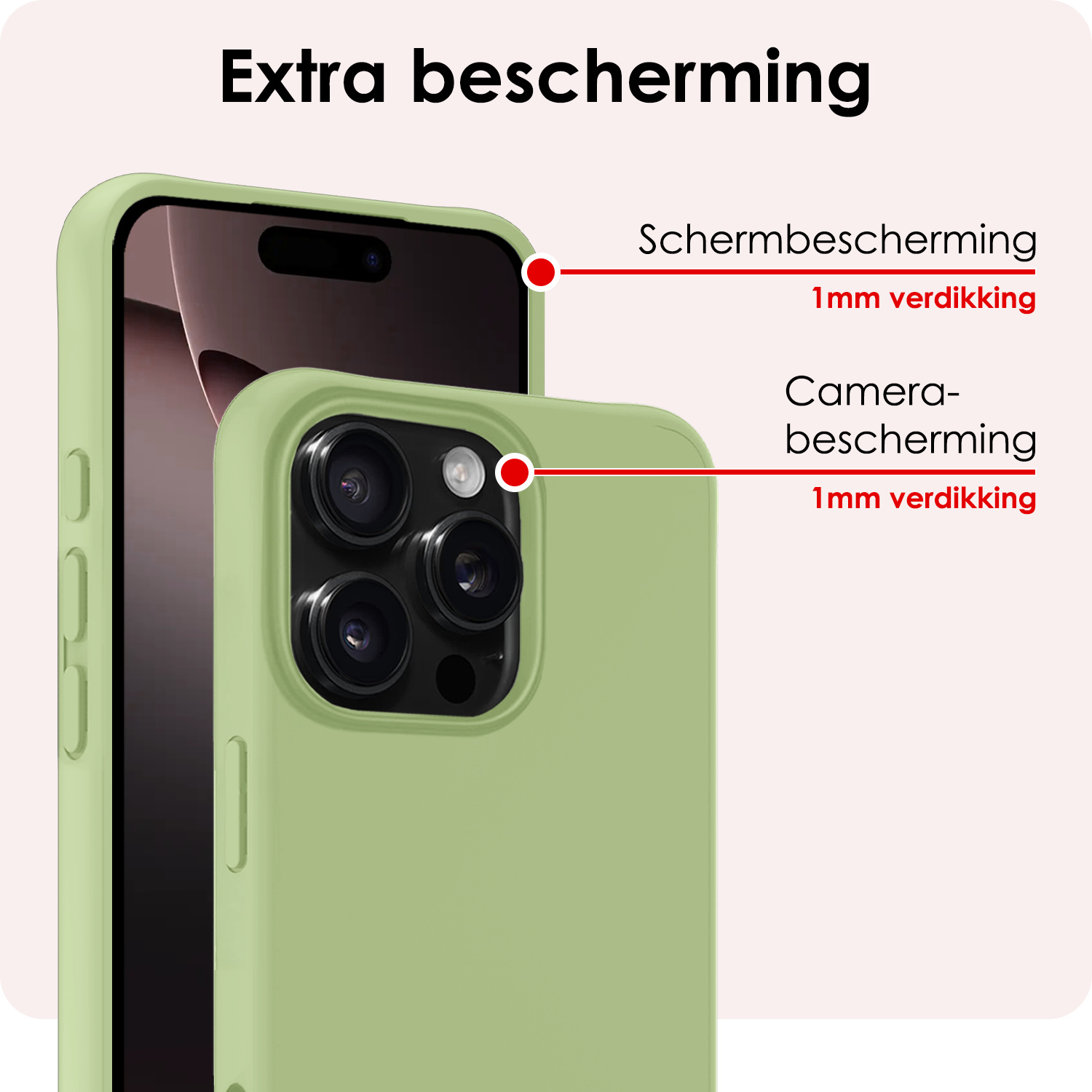 NoXx Hoes Geschikt voor iPhone 16 Pro Hoesje Cover Siliconen Back Case Hoes Met 2x Screenprotector - Groen