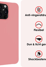 NoXx Hoes Geschikt voor iPhone 16 Pro Hoesje Cover Siliconen Back Case Hoes Met 2x Screenprotector - Lichtroze