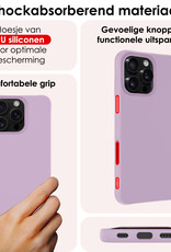 NoXx Hoes Geschikt voor iPhone 16 Pro Hoesje Cover Siliconen Back Case Hoes Met 2x Screenprotector - Lila