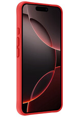 NoXx Hoes Geschikt voor iPhone 16 Pro Hoesje Cover Siliconen Back Case Hoes Met 2x Screenprotector - Rood