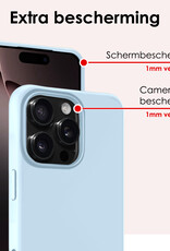 NoXx Hoes Geschikt voor iPhone 16 Pro Max Hoesje Cover Siliconen Back Case Hoes - Lichtblauw