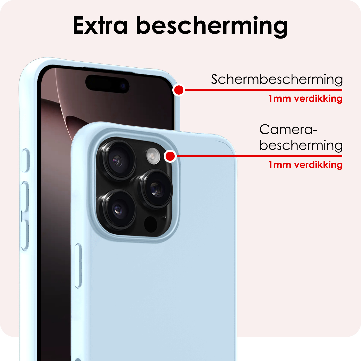 NoXx Hoes Geschikt voor iPhone 16 Pro Max Hoesje Cover Siliconen Back Case Hoes - Lichtblauw