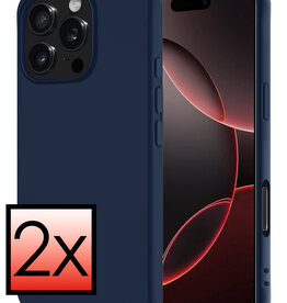 NoXx NoXx iPhone 16 Pro Max Hoesje Siliconen - Donkerblauw - 2 PACK