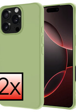 NoXx Hoes Geschikt voor iPhone 16 Pro Max Hoesje Cover Siliconen Back Case Hoes - Groen - 2x