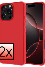 NoXx Hoes Geschikt voor iPhone 16 Pro Max Hoesje Cover Siliconen Back Case Hoes - Rood - 2x