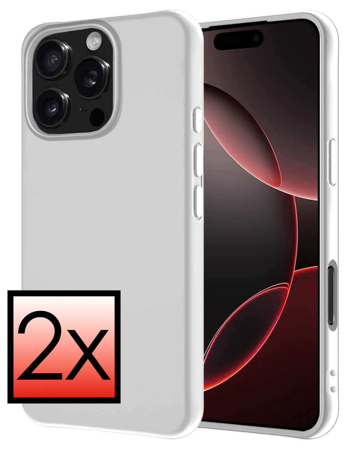 NoXx Hoes Geschikt voor iPhone 16 Pro Max Hoesje Cover Siliconen Back Case Hoes - Wit - 2x