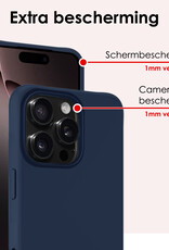 NoXx Hoes Geschikt voor iPhone 16 Pro Max Hoesje Cover Siliconen Back Case Hoes Met Screenprotector - Donkerblauw