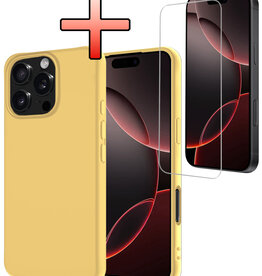 NoXx NoXx iPhone 16 Pro Max Hoesje Siliconen Met Screenprotector Met Dichte Notch - Geel