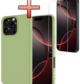 NoXx NoXx iPhone 16 Pro Max Hoesje Siliconen Met Screenprotector Met Dichte Notch - Groen