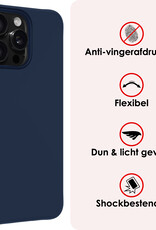 NoXx Hoes Geschikt voor iPhone 16 Pro Max Hoesje Cover Siliconen Back Case Hoes Met 2x Screenprotector - Donkerblauw