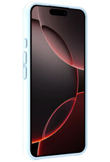 NoXx Hoes Geschikt voor iPhone 16 Pro Max Hoesje Cover Siliconen Back Case Hoes Met 2x Screenprotector - Lichtblauw