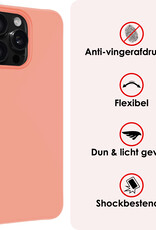 NoXx Hoes Geschikt voor iPhone 16 Pro Max Hoesje Cover Siliconen Back Case Hoes Met 2x Screenprotector - Perzik