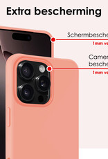 NoXx Hoes Geschikt voor iPhone 16 Pro Max Hoesje Cover Siliconen Back Case Hoes Met 2x Screenprotector - Perzik