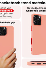 NoXx Hoes Geschikt voor iPhone 16 Pro Max Hoesje Cover Siliconen Back Case Hoes Met 2x Screenprotector - Perzik