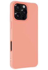 NoXx Hoes Geschikt voor iPhone 16 Pro Max Hoesje Cover Siliconen Back Case Hoes Met 2x Screenprotector - Perzik