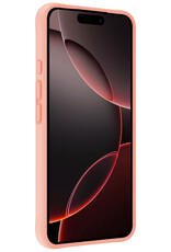 NoXx Hoes Geschikt voor iPhone 16 Pro Max Hoesje Cover Siliconen Back Case Hoes Met 2x Screenprotector - Perzik