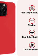 NoXx Hoes Geschikt voor iPhone 16 Pro Max Hoesje Cover Siliconen Back Case Hoes Met 2x Screenprotector - Rood