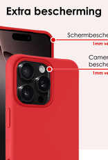 NoXx Hoes Geschikt voor iPhone 16 Pro Max Hoesje Cover Siliconen Back Case Hoes Met 2x Screenprotector - Rood