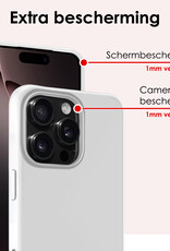 NoXx Hoes Geschikt voor iPhone 16 Pro Max Hoesje Cover Siliconen Back Case Hoes Met 2x Screenprotector - Wit