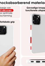 NoXx Hoes Geschikt voor iPhone 16 Pro Max Hoesje Cover Siliconen Back Case Hoes Met 2x Screenprotector - Wit