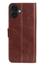 NoXx Hoes Geschikt voor iPhone 16 Hoesje Book Case Hoes Flip Cover Wallet Bookcase - Bruin