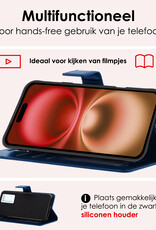NoXx Hoes Geschikt voor iPhone 16 Hoesje Book Case Hoes Flip Cover Wallet Bookcase - Donkerblauw