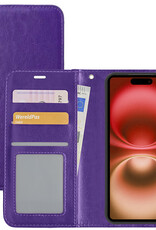 NoXx Hoes Geschikt voor iPhone 16 Hoesje Book Case Hoes Flip Cover Wallet Bookcase - Paars