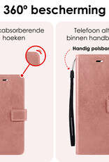 NoXx Hoes Geschikt voor iPhone 16 Hoesje Book Case Hoes Flip Cover Wallet Bookcase - Rosé goud