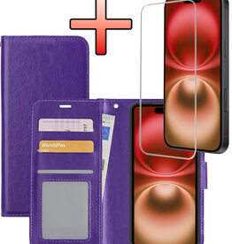 NoXx NoXx iPhone 16 Hoesje Bookcase Met Screenprotector - Paars