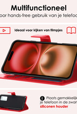 NoXx Hoes Geschikt voor iPhone 16 Hoesje Book Case Hoes Flip Cover Wallet Bookcase Met 2x Screenprotector - Rood