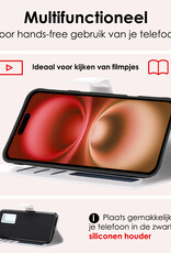 NoXx Hoes Geschikt voor iPhone 16 Hoesje Book Case Hoes Flip Cover Wallet Bookcase Met 2x Screenprotector - Wit
