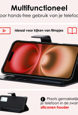 NoXx Hoes Geschikt voor iPhone 16 Plus Hoesje Book Case Hoes Flip Cover Wallet Bookcase - Zwart