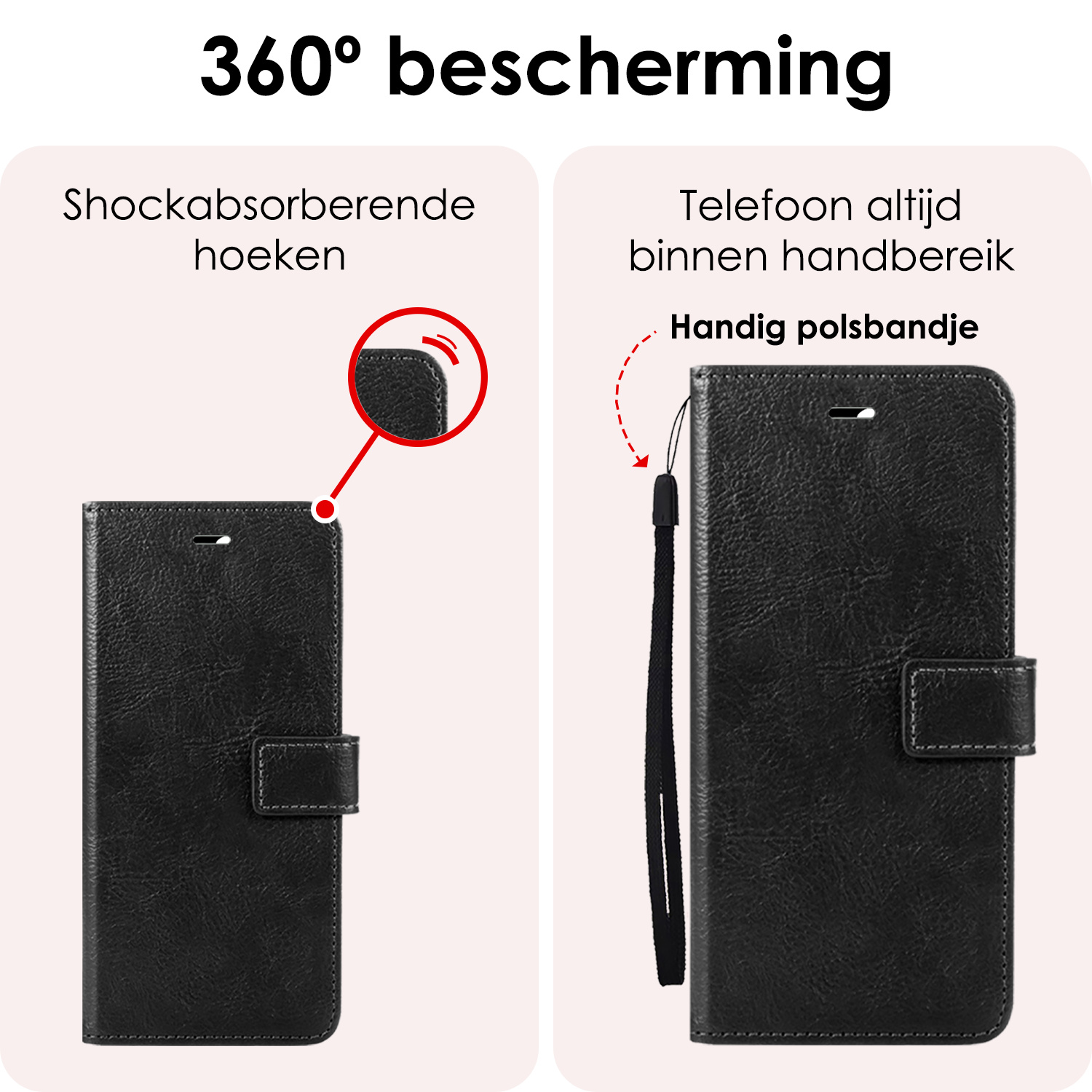 NoXx Hoes Geschikt voor iPhone 16 Plus Hoesje Book Case Hoes Flip Cover Wallet Bookcase - Zwart