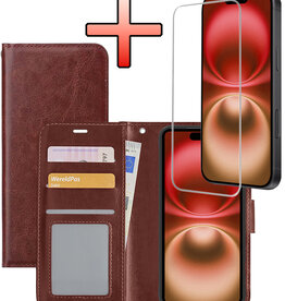 NoXx NoXx iPhone 16 Plus Hoesje Bookcase Met Screenprotector - Bruin