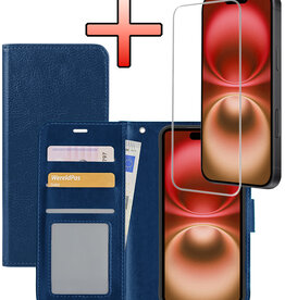 NoXx NoXx iPhone 16 Plus Hoesje Bookcase Met Screenprotector - Donkerblauw