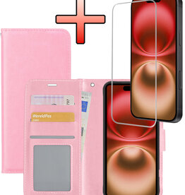 NoXx NoXx iPhone 16 Plus Hoesje Bookcase Met Screenprotector - Lichtroze