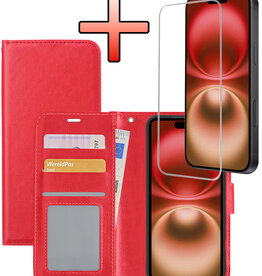 NoXx NoXx iPhone 16 Plus Hoesje Bookcase Met Screenprotector - Rood