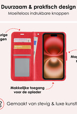 NoXx Hoes Geschikt voor iPhone 16 Plus Hoesje Book Case Hoes Flip Cover Wallet Bookcase Met Screenprotector - Rood