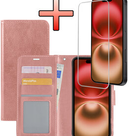 NoXx NoXx iPhone 16 Plus Hoesje Bookcase Met Screenprotector - Rose Goud