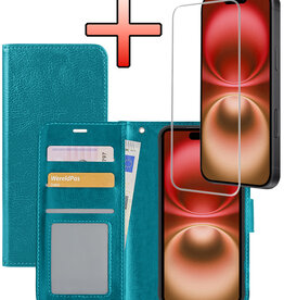 NoXx NoXx iPhone 16 Plus Hoesje Bookcase Met Screenprotector - Turquoise