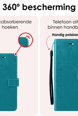 NoXx Hoes Geschikt voor iPhone 16 Plus Hoesje Book Case Hoes Flip Cover Wallet Bookcase Met Screenprotector - Turquoise