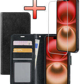 NoXx NoXx iPhone 16 Plus Hoesje Bookcase Met Screenprotector - Zwart