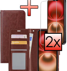 NoXx NoXx iPhone 16 Plus Hoesje Bookcase Met 2x Screenprotector - Bruin