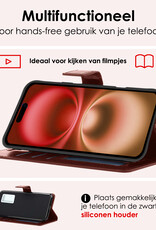 NoXx Hoes Geschikt voor iPhone 16 Plus Hoesje Book Case Hoes Flip Cover Wallet Bookcase Met 2x Screenprotector - Bruin