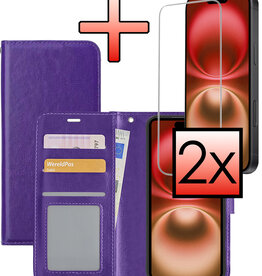 NoXx NoXx iPhone 16 Plus Hoesje Bookcase Met 2x Screenprotector - Paars